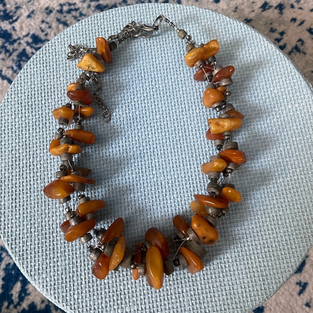 Amber and Silver Women's Necklace